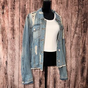 Ci Sono Light Blue Distressed Jean Jacket